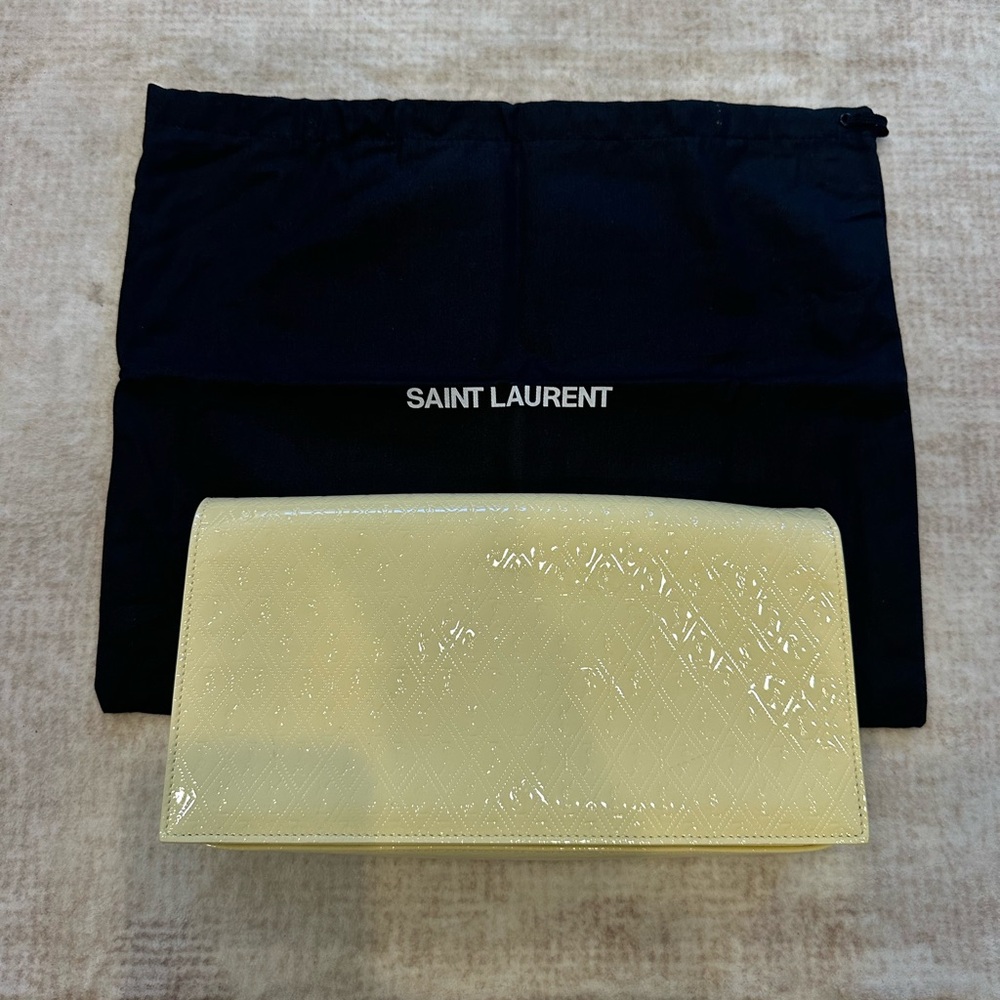 YSL Le Monogramme 99 Chain-Linked Shoulder Bag in Butter Yellow